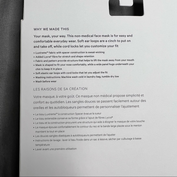 Lululemon Ear Loop Face Mask NWT in Box (Unused/Unopened) *BRAND NEW* - Picture 12 of 13